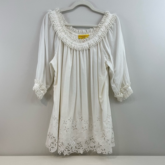 Catherine Malandrino Favorites embroidered White Tunic Eyelet and Loop Trim - Picture 1 of 7